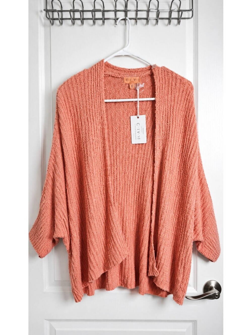 Barefoot Dreams CozyChic Lite Open Front Cardigan L/XL Coral Peach NWT